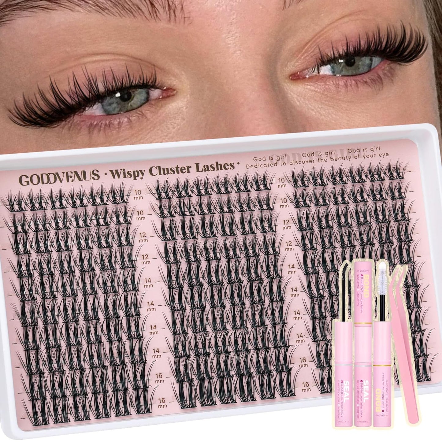 Goddvenus Manga Lash Clusters Natural Wispy 300 Pcs Fairy Eyelash Clusters 10-16mm Fluffy Cluster Eyelash Extensions Anime Cosplay No Plastic Feel Individual Lash Extension CC Curve
