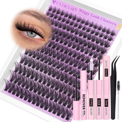 EYDEVRO Bunny Lash Clusters Manga Eyelash Clusters Wet Look Fairy Wispy Cluster Eyelash Extensions Anime Cluster Lashes 120 Pcs 10-16mm C Curl DIY Lash Extensions