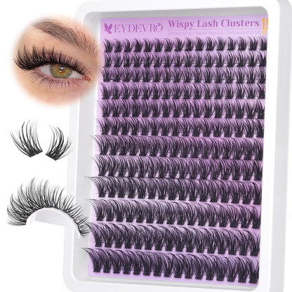 EYDEVRO Bunny Lash Clusters Manga Eyelash Clusters Wet Look Fairy Wispy Cluster Eyelash Extensions Anime Cluster Lashes 120 Pcs 10-16mm C Curl DIY Lash Extensions