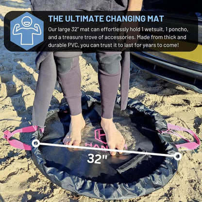 Hang 11 Wetsuit Changing Mat Bag - Surf Changing Mat with Shoulder Strap, Wetsuit Bag Waterproof, Keeps your Wet Suit & Car Clean, Surf Change Gear, Surfing Accessories, Surfing Gifts