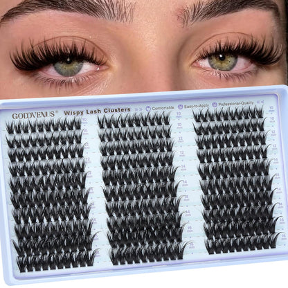 Goddvenus Manga Lash Clusters Natural Wispy 300 Pcs Fairy Eyelash Clusters 10-16mm Fluffy Cluster Eyelash Extensions Anime Cosplay No Plastic Feel Individual Lash Extension CC Curve