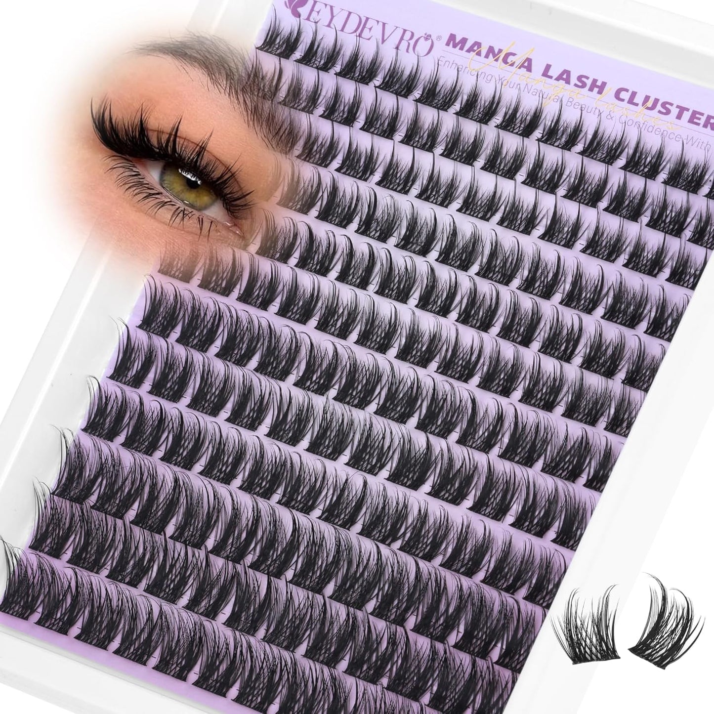 EYDEVRO Bunny Lash Clusters Manga Eyelash Clusters Wet Look Fairy Wispy Cluster Eyelash Extensions Anime Cluster Lashes 120 Pcs 10-16mm C Curl DIY Lash Extensions