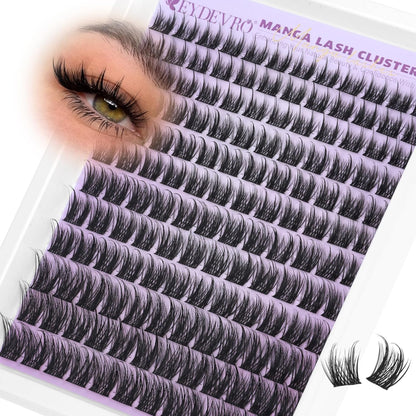 EYDEVRO Bunny Lash Clusters Manga Eyelash Clusters Wet Look Fairy Wispy Cluster Eyelash Extensions Anime Cluster Lashes 120 Pcs 10-16mm C Curl DIY Lash Extensions