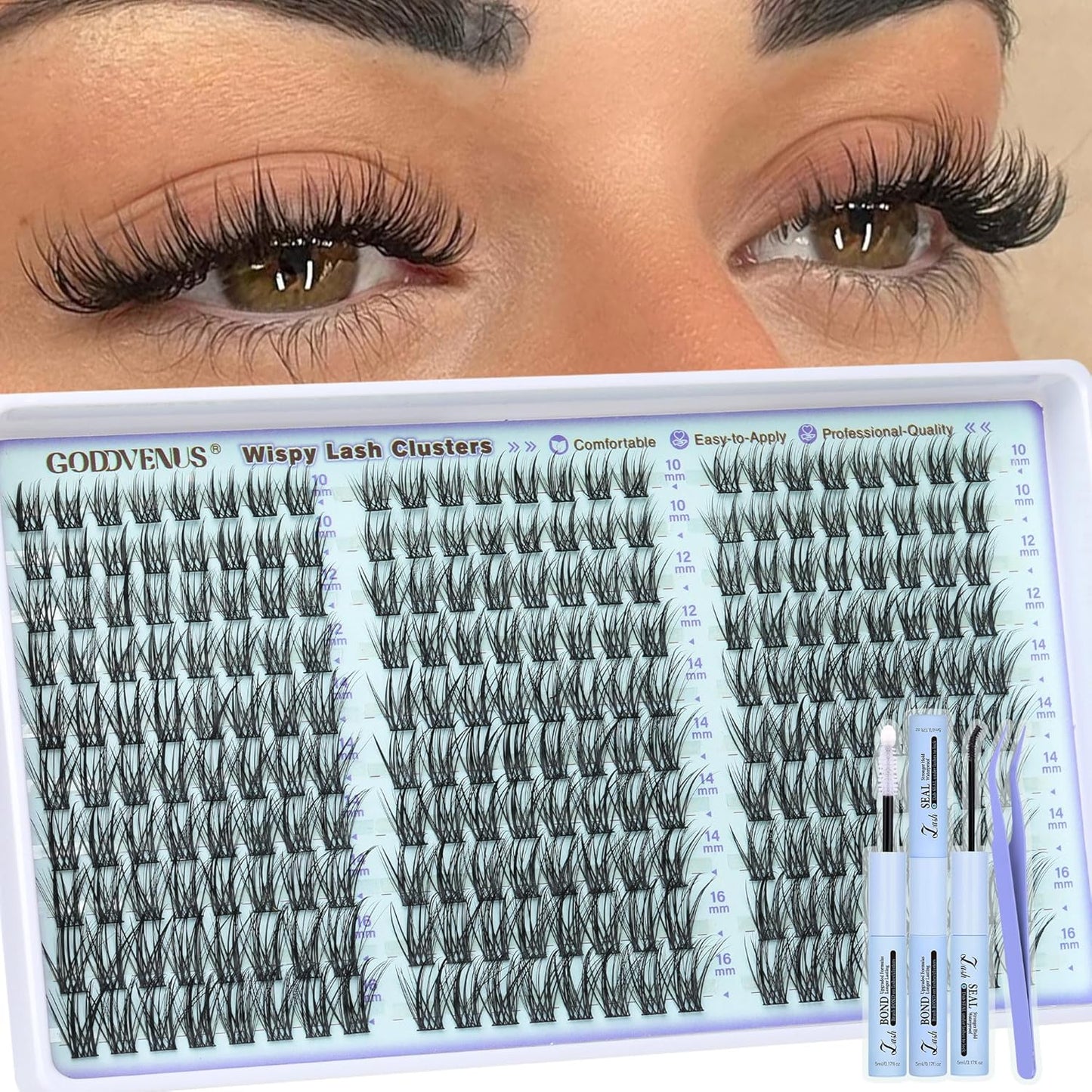 Goddvenus Manga Lash Clusters Natural Wispy 300 Pcs Fairy Eyelash Clusters 10-16mm Fluffy Cluster Eyelash Extensions Anime Cosplay No Plastic Feel Individual Lash Extension CC Curve