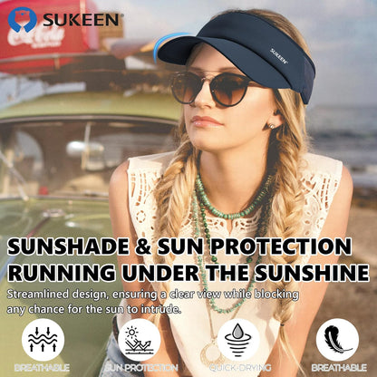 Sukeen Sports Sun Visor Men Women Lightweight Portable Cooling Stretchy Visor Hat for Running, Golf, Daily Wear