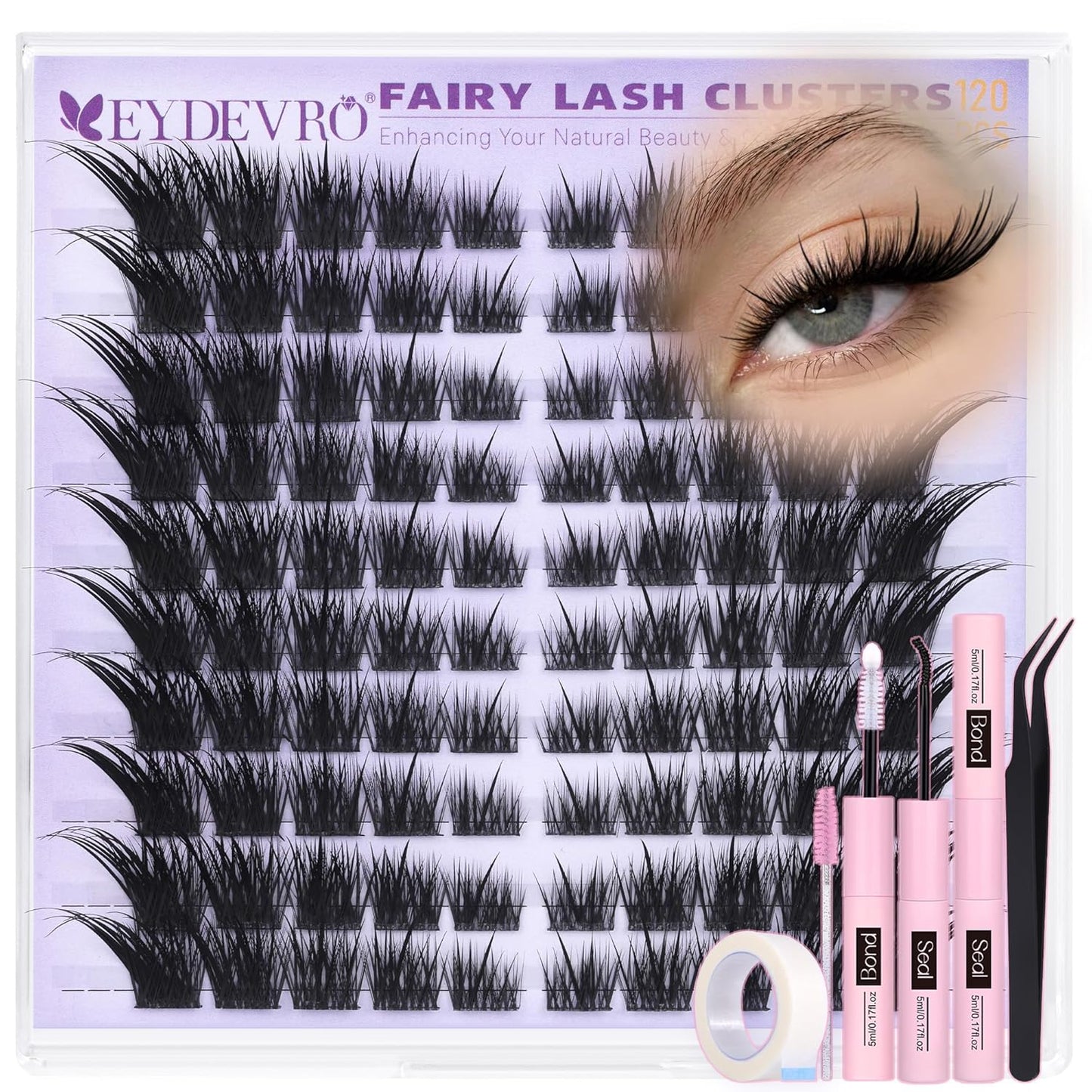 EYDEVRO Bunny Lash Clusters Manga Eyelash Clusters Wet Look Fairy Wispy Cluster Eyelash Extensions Anime Cluster Lashes 120 Pcs 10-16mm C Curl DIY Lash Extensions