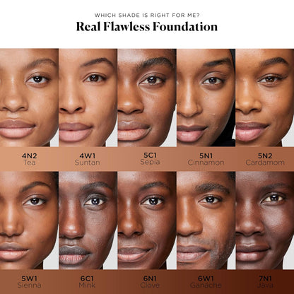 Real Flawless Weightless Perfecting Waterproof Foundation, Medium Coverage Foundation, Buildable Coverage, 12 HR wear, Non-comedogenic, 1oz