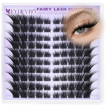 EYDEVRO Bunny Lash Clusters Manga Eyelash Clusters Wet Look Fairy Wispy Cluster Eyelash Extensions Anime Cluster Lashes 120 Pcs 10-16mm C Curl DIY Lash Extensions