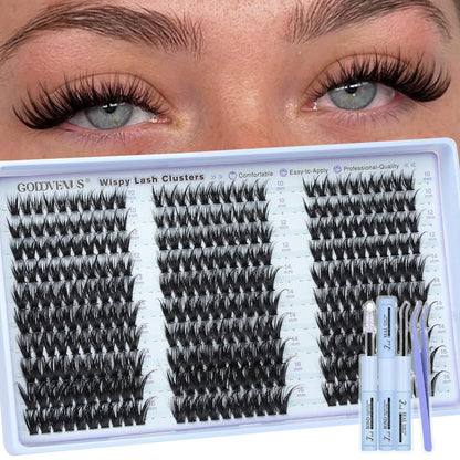 Goddvenus Manga Lash Clusters Natural Wispy 300 Pcs Fairy Eyelash Clusters 10-16mm Fluffy Cluster Eyelash Extensions Anime Cosplay No Plastic Feel Individual Lash Extension CC Curve