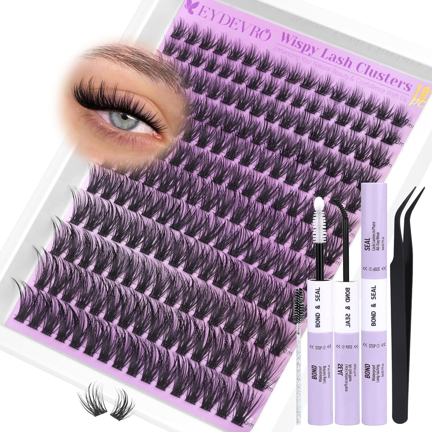 EYDEVRO Bunny Lash Clusters Manga Eyelash Clusters Wet Look Fairy Wispy Cluster Eyelash Extensions Anime Cluster Lashes 120 Pcs 10-16mm C Curl DIY Lash Extensions