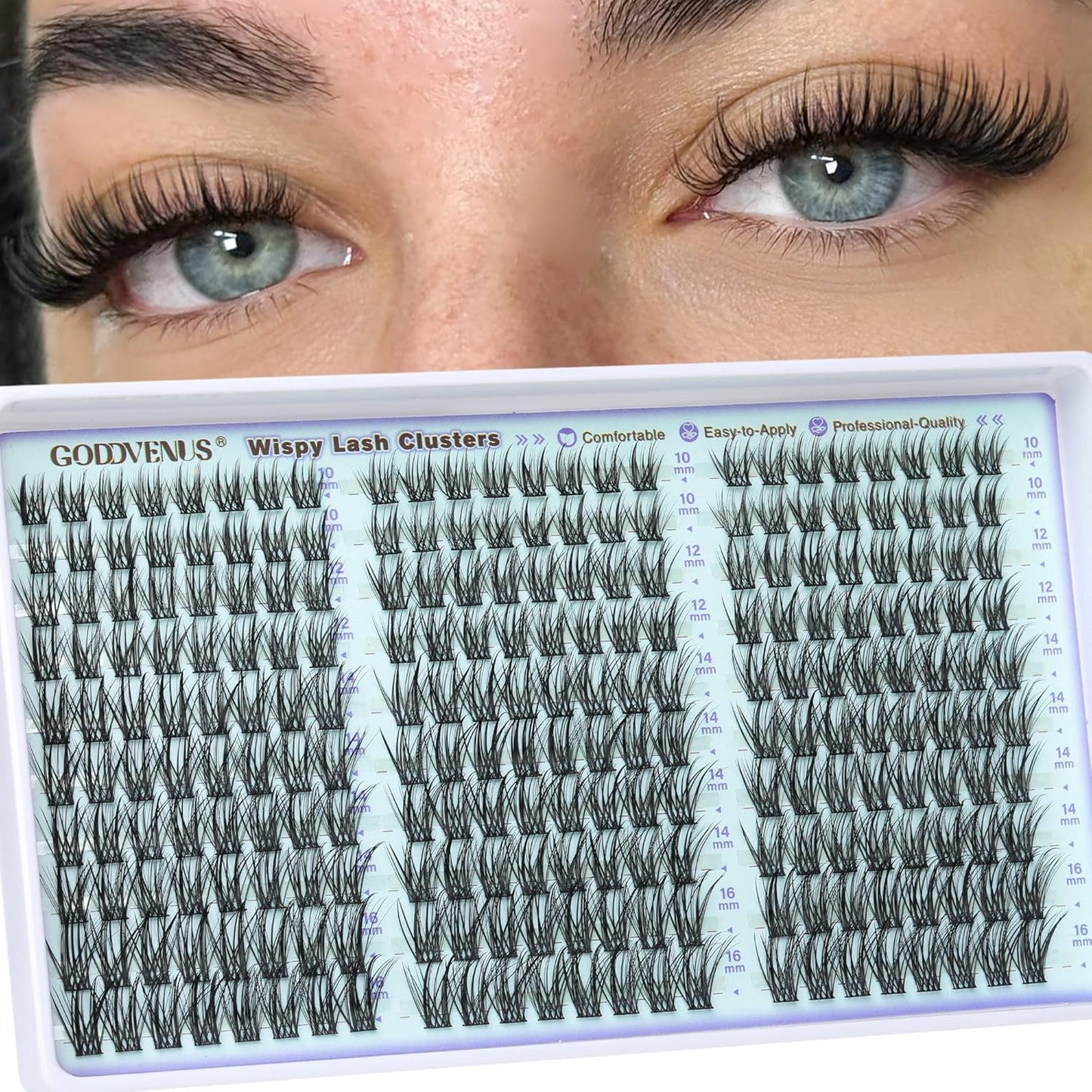Goddvenus Manga Lash Clusters Natural Wispy 300 Pcs Fairy Eyelash Clusters 10-16mm Fluffy Cluster Eyelash Extensions Anime Cosplay No Plastic Feel Individual Lash Extension CC Curve