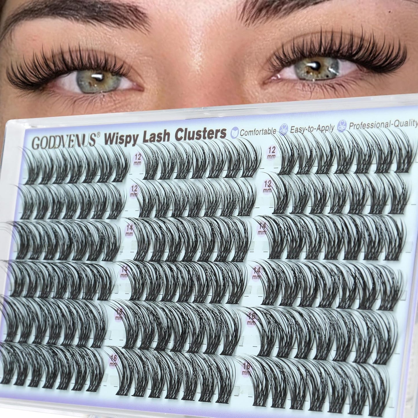 Goddvenus Manga Lash Clusters Natural Wispy 300 Pcs Fairy Eyelash Clusters 10-16mm Fluffy Cluster Eyelash Extensions Anime Cosplay No Plastic Feel Individual Lash Extension CC Curve