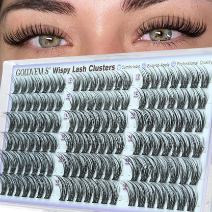 Goddvenus Manga Lash Clusters Natural Wispy 300 Pcs Fairy Eyelash Clusters 10-16mm Fluffy Cluster Eyelash Extensions Anime Cosplay No Plastic Feel Individual Lash Extension CC Curve